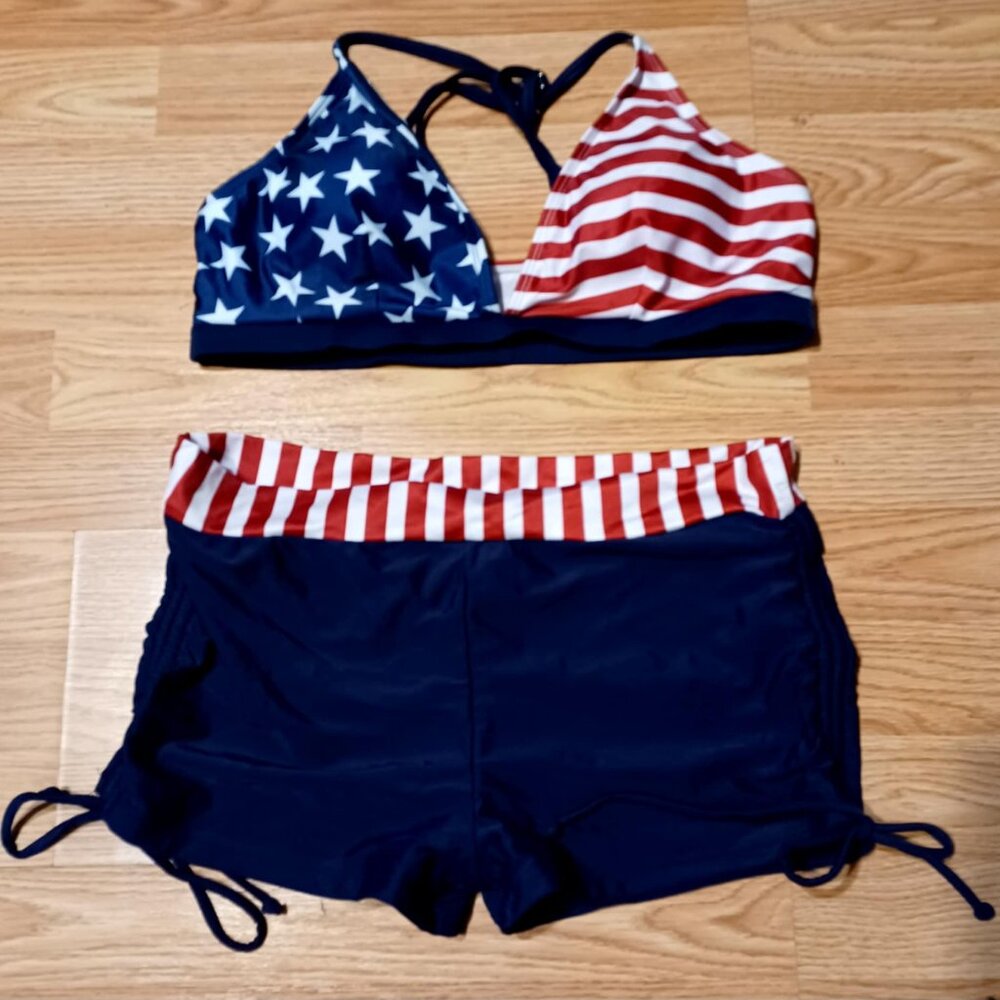 Patriotic Bikini Set two-piece swimsuit, size XL